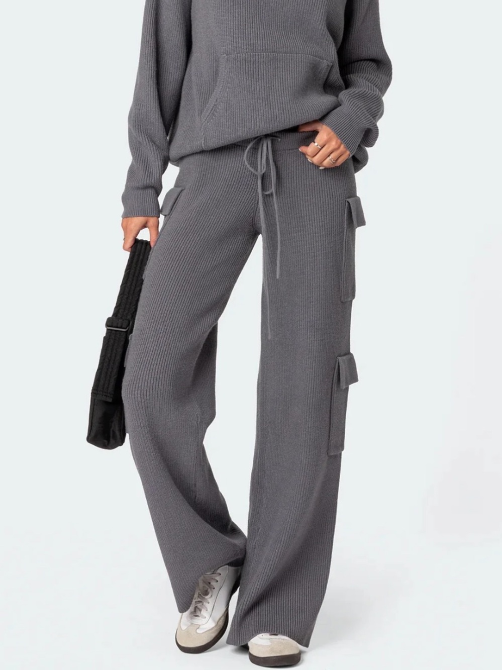 Edikted women’s wynter oversized knit hoodie set medium
